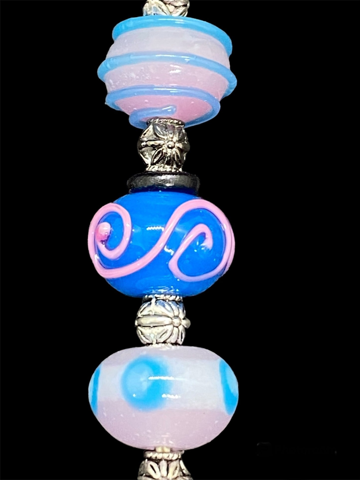 Pink and Blue Lampwork Keychain